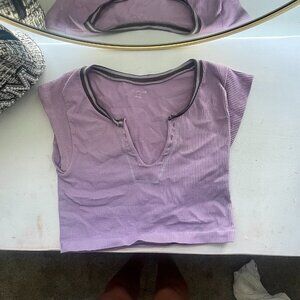 Cute Cropped Purple Top (Price Negotiable)
